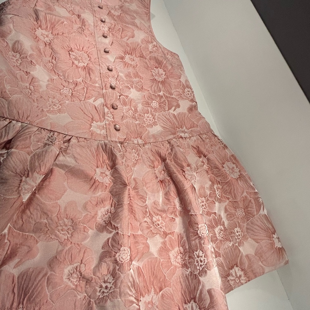 Entro Floral Dress Small Pink Jacquard Fit Flare Lined Sleeveless Boutique - Picture 9 of 12
